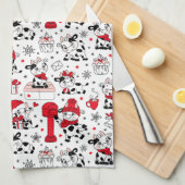 Schattige Kerst Koe Stier Theedoek (Quarter Fold)
