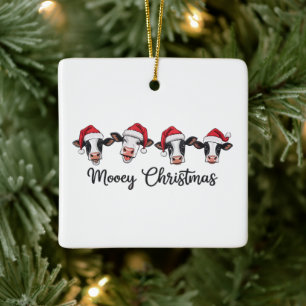 Schattige Kerst Koeien Mooey Kerst Vaars Hoogland  Keramisch Ornament