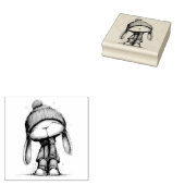 Schattige Kerst Konijn Dieren Rubberstempel (Gestempeld)