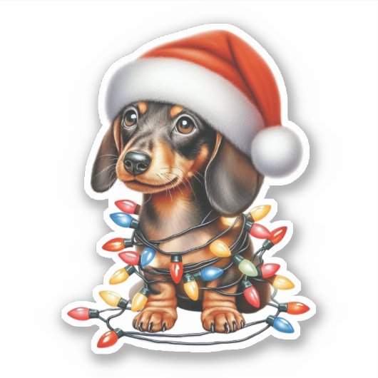 Schattige Kerst Kortharige Weense hond Sticker (Voorkant)