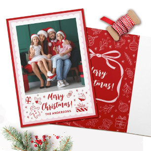 Schattige Kerst Krabbels Vakantie Foto Feestdagen Kaart