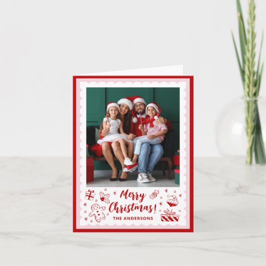 Schattige Kerst Krabbels Vakantiefoto Feestdagen Kaart (Voorkant)