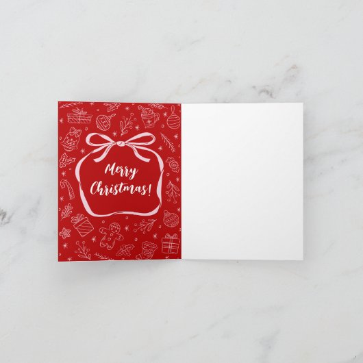 Schattige Kerst Krabbels Vakantiefoto Feestdagen Kaart (Binnen)