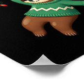 Schattige Kerst Luiaard Sinterklaas Hoed Kerstmis Poster (Hoek)