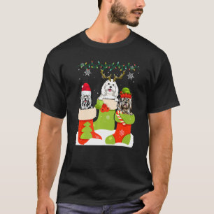 Schattige Kerst Maltezer in Sok Kerstmis Rendier K T-shirt