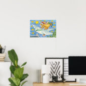Schattige kerst met konijn als kerstman op uil poster (Thuiskantoor)