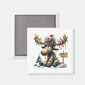 Schattige Kerst Moose Merry Christmoose Mannen Wom Magneet (Voorkant / Achterkant)