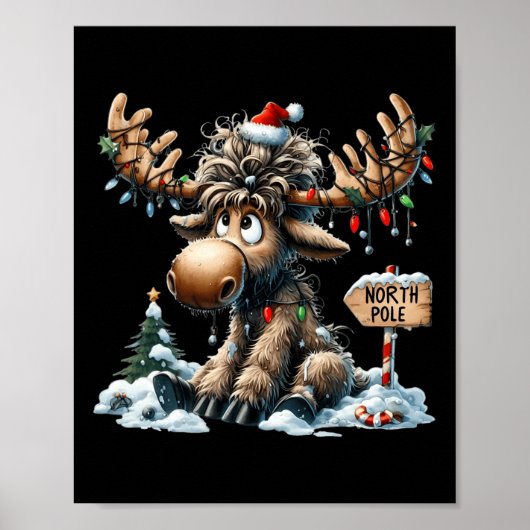 Schattige Kerst Moose Merry Christmoose Mannen Wom Poster (Voorkant)