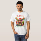 Schattige kerst Moose met Santa Hat en Holida T-shirt (Voorkant volledig)