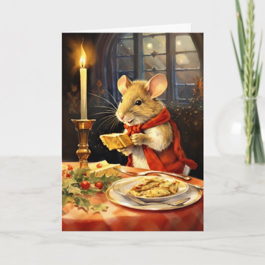 Schattige Kerst Muis Feestdagen Kaart (Voorkant)