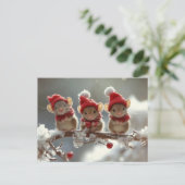Schattige Kerst Muizen Briefkaart (Staand voorkant)