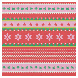 Schattige Kerst Nordic pattern rood wit roze groen Stof