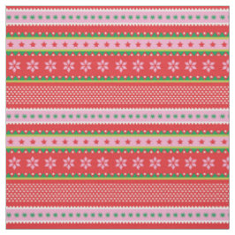 Schattige Kerst Nordic pattern rood wit roze groen Stof