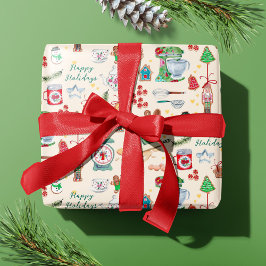 Schattige Kerst Notenkraker Koekjes Aangepaste Naa Cadeaupapier