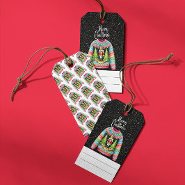 Schattige Kerst Notenkraker Lelijke Kersttrui Cadeaulabel