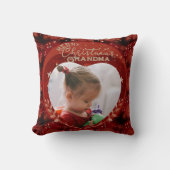 Schattige kerst oma rode foto kussen (Voorkant)