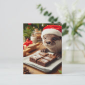 Schattige kerst otter bakken brownies briefkaart (Staand voorkant)