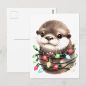 Schattige Kerst Otter Briefkaart (Voorkant / Achterkant)
