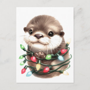 Schattige Kerst Otter Briefkaart