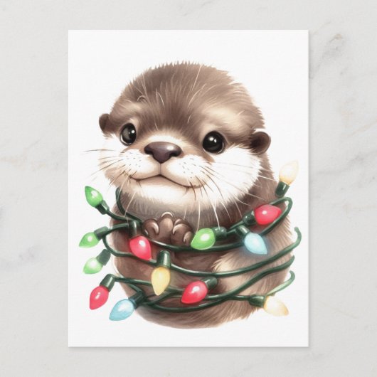 Schattige Kerst Otter Briefkaart (Voorkant)