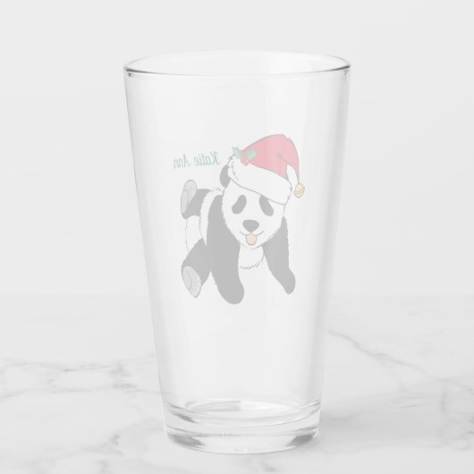 Schattige Kerst Panda Beer Custom Glas (Achterkant)