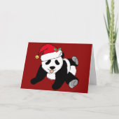 Schattige Kerst Panda Beer in Kerstman Hoed Rood Feestdagen Kaart (Voorkant)