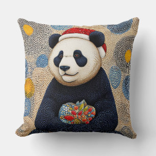 Schattige kerst panda kussen