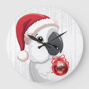 Schattige Kerst Papegaai Kerstman Hoed Rood Wit Ke Grote Klok