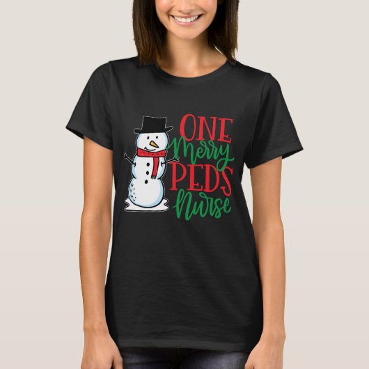 Schattige Kerst PEDS Verpleegster - Kindersneeuwpo T-shirt (Voorkant)