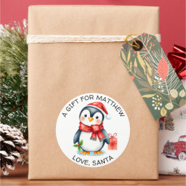 Schattige Kerst Penguïn van en voor Ronde Sticker