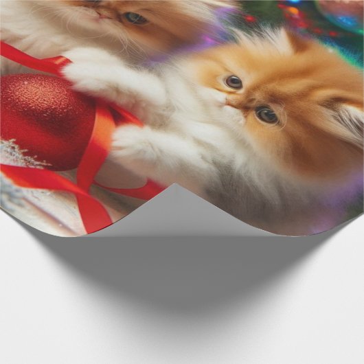 Schattige Kerst Perzische Kat Inpakpapier (Hoek)