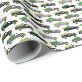 Schattige Kerst Pick-up Trucks Bomen Retro Kerstca Cadeaupapier (Rol Hoek)