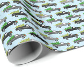 Schattige Kerst Pick-up Trucks Bomen Retro Kerstca Cadeaupapier (Rol Hoek)