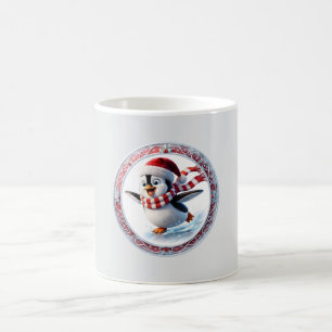 Schattige Kerst Pinguïn Schaatsen Vakantie Ornamen Koffiemok
