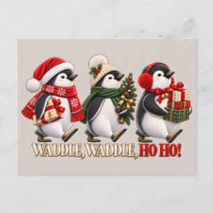 Schattige Kerst Pinguïn Waggel Ho Ho Briefkaart