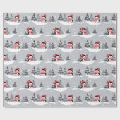 Schattige Kerst Pinguïns Cadeaupapier (Vlak)