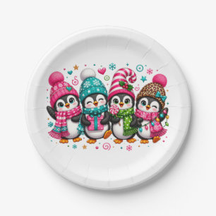 Schattige Kerst Pinguïns Papieren Bordje