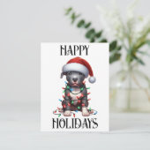 Schattige Kerst Pitbull Feestdagenkaart (Staand voorkant)