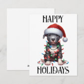 Schattige Kerst Pitbull Feestdagenkaart (Voorkant / Achterkant)