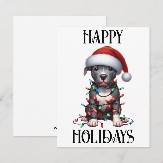 Schattige Kerst Pitbull Feestdagenkaart (Voorkant / Achterkant)