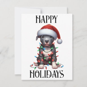 Schattige Kerst Pitbull Feestdagenkaart