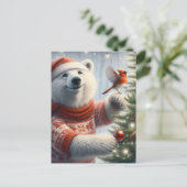 Schattige kerst Polar Beer en de kardinaal Briefkaart (Staand voorkant)
