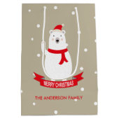 Schattige Kerst Polar Beer  Medium Cadeauzakje (Achterkant)