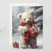 Schattige Kerst Polar Beer met Cadeaus Feestdagenkaart (Voorkant / Achterkant)