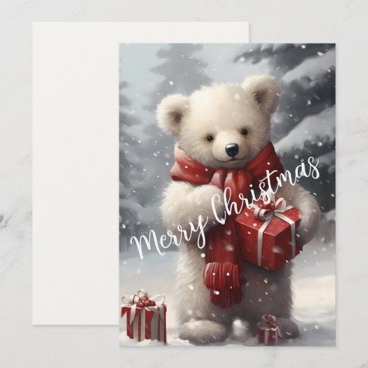 Schattige Kerst Polar Beer met Cadeaus Feestdagenkaart (Voorkant / Achterkant)
