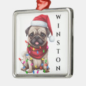 SCHATTIGE KERST PUG DOG MET LICHTEN METALEN ORNAMENT (Links)