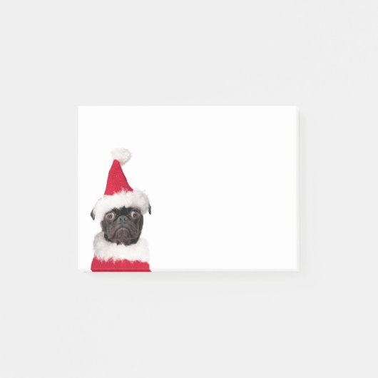 Schattige Kerst Pug Puppy Santa Hat Post-it® Notes (Voorkant)