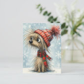 Schattige Kerst Pup Feestdagenkaart (Staand voorkant)
