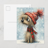 Schattige Kerst Pup Feestdagenkaart (Voorkant / Achterkant)