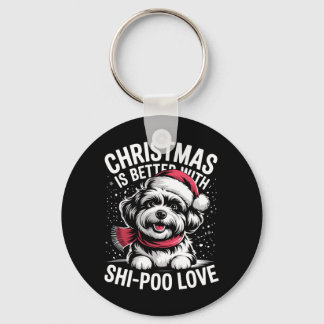 Schattige Kerst Puppy Hond Kerst Is Beter Met Sleutelhanger